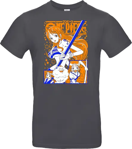 Nami Pirate Navigator Queen Vibes - shonen gift, Nami, Pirate, Straw Hat Pirates, navigator, orange hair anime, anime girl shirt, pirate anime - Standard T-Shirt