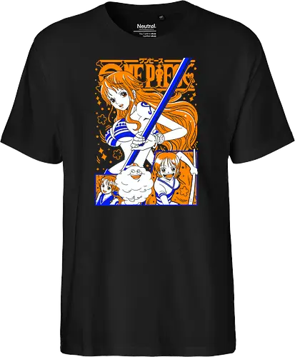 Nami Pirate Navigator Queen Vibes - shonen gift, Nami, Pirate, Straw Hat Pirates, navigator, orange hair anime, anime girl shirt, pirate anime - Fairtrade T-Shirt