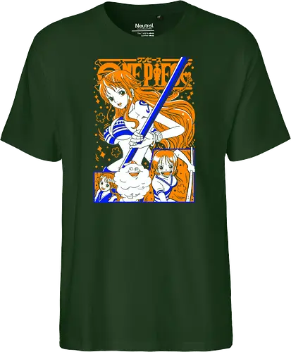 Nami Pirate Navigator Queen Vibes - shonen gift, Nami, Pirate, Straw Hat Pirates, navigator, orange hair anime, anime girl shirt, pirate anime - Fairtrade T-Shirt