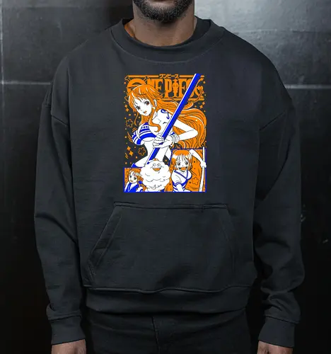 Nami Pirate Navigator Queen Vibes - shonen gift, Nami, Pirate, Straw Hat Pirates, navigator, orange hair anime, anime girl shirt, pirate anime - Cropped Sweatshirt