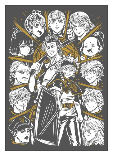 Clover Magic Knights United Legacy - Clover, anime birthday gift, otaku squad tee, Asta, Yuno, Magic Knights, shonen anime group, fantasy magic anime - Kunstdruck