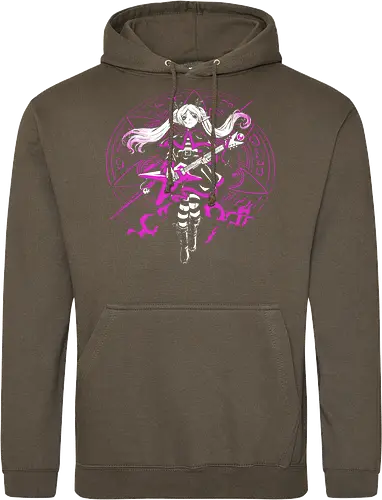 Frieren Rock N Roll Elf Witch Dark Magic - Frieren, Frieren Beyond Journeys End, elf anime, rock guitar fantasy, dark magic aesthetic, anime girl gift, fantasy anime fan, weeb rock - Standard Hoodie