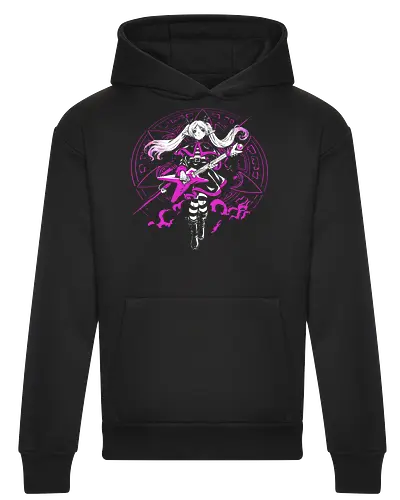 Frieren Rock N Roll Elf Witch Dark Magic - Frieren, Frieren Beyond Journeys End, elf anime, rock guitar fantasy, dark magic aesthetic, anime girl gift, fantasy anime fan, weeb rock - Heavyweight Hoodie