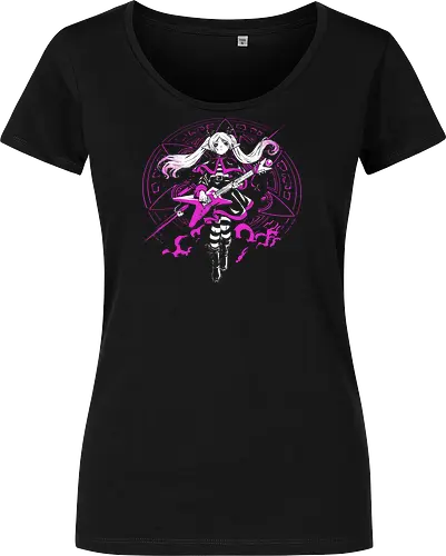 Frieren Rock N Roll Elf Witch Dark Magic - Frieren, Frieren Beyond Journeys End, elf anime, rock guitar fantasy, dark magic aesthetic, anime girl gift, fantasy anime fan, weeb rock - Damen T-Shirt