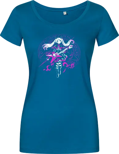 Frieren Rock N Roll Elf Witch Dark Magic - Frieren, Frieren Beyond Journeys End, elf anime, rock guitar fantasy, dark magic aesthetic, anime girl gift, fantasy anime fan, weeb rock - Damen T-Shirt