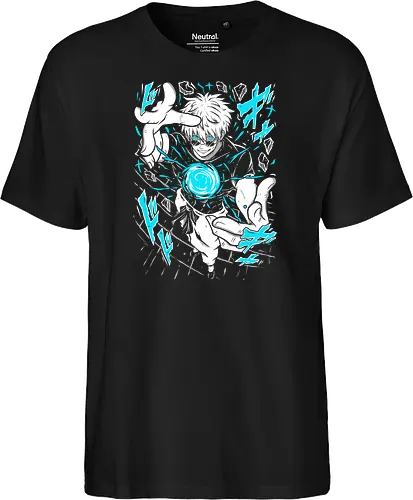 Gojo Satoru Jujutsu Infinity Unleashed - strongest sorcerer, anime fan gift, otaku tee, Gojo Satoru, Jujutsu, Six Eyes, Infinity technique, white hair anime - Fairtrade T-Shirt