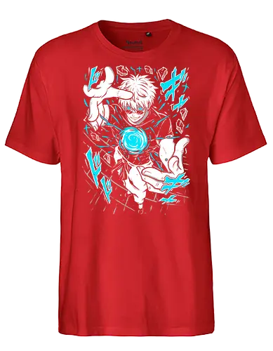 Gojo Satoru Jujutsu Infinity Unleashed - strongest sorcerer, anime fan gift, otaku tee, Gojo Satoru, Jujutsu, Six Eyes, Infinity technique, white hair anime - Fairtrade T-Shirt