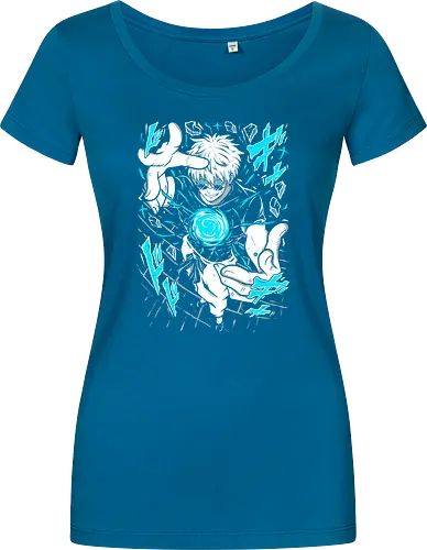 Gojo Satoru Jujutsu Infinity Unleashed - strongest sorcerer, anime fan gift, otaku tee, Gojo Satoru, Jujutsu, Six Eyes, Infinity technique, white hair anime - Damen T-Shirt