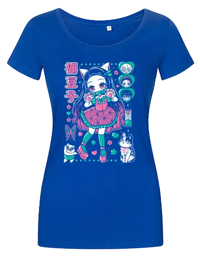 Nezuko Chan Slayer Kawaii Energy - Nezuko Chan, Slayer, Kimetsu no Yaiba, kawaii anime, teal aesthetic, anime girl gift, cute demon, weeb birthday - Damen T-Shirt