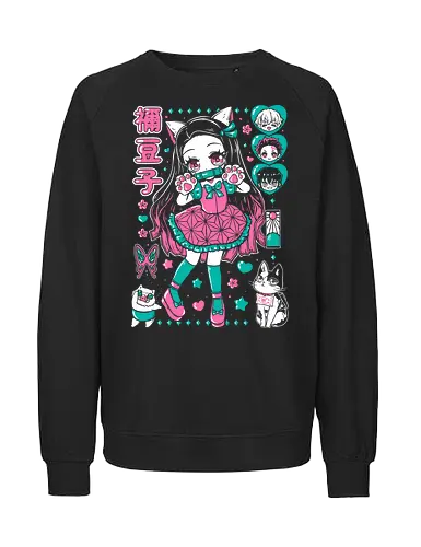 Nezuko Chan Slayer Kawaii Energy - Nezuko Chan, Slayer, Kimetsu no Yaiba, kawaii anime, teal aesthetic, anime girl gift, cute demon, weeb birthday - Fairtrade Sweatshirt
