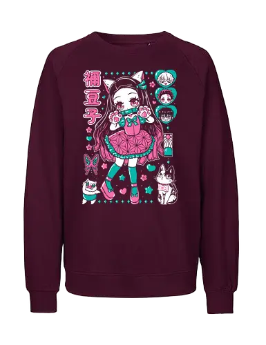 Nezuko Chan Slayer Kawaii Energy - Nezuko Chan, Slayer, Kimetsu no Yaiba, kawaii anime, teal aesthetic, anime girl gift, cute demon, weeb birthday - Fairtrade Sweatshirt