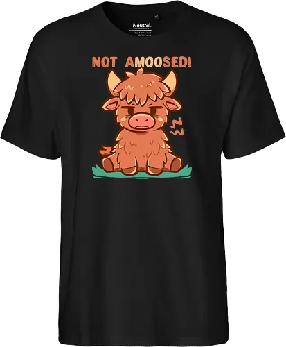 Not aMOOsed  - funny animal, sarcastic, unimpressed cow, grumpy cow, moo pun, amüsiert, Kuh, nicht, highland cow, cow, funny cow, cow lover, cow lover, cute cow art, farm animal - Fairtrade T-Shirt