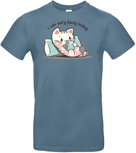 I am very busy today - Katze, Handy, Scrollen, cat, funny cat, cat lover, lazy cat, introvert, phone, scrolling meme, cozy cat, relatable, cat scrolling, cute cat, homebody - Standard T-Shirt