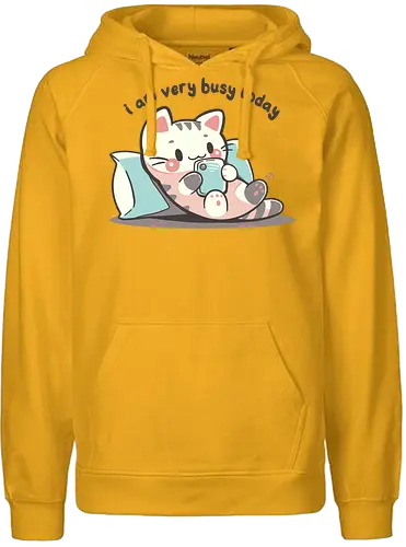 I am very busy today - Katze, Handy, Scrollen, cat, funny cat, cat lover, lazy cat, introvert, phone, scrolling meme, cozy cat, relatable, cat scrolling, cute cat, homebody - Fairtrade Hoodie