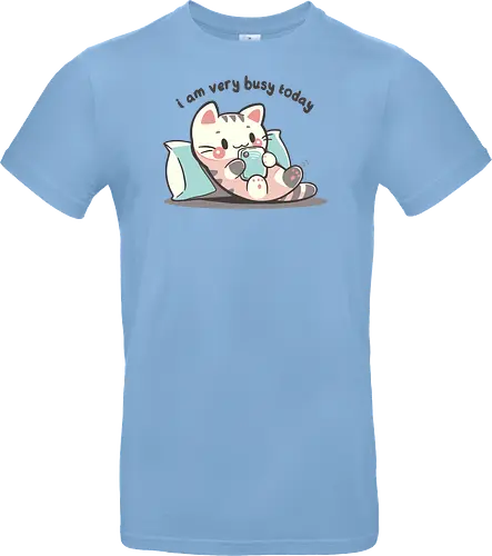 I am very busy today - Katze, Handy, Scrollen, cat, funny cat, cat lover, lazy cat, introvert, phone, scrolling meme, cozy cat, relatable, cat scrolling, cute cat, homebody - Standard T-Shirt