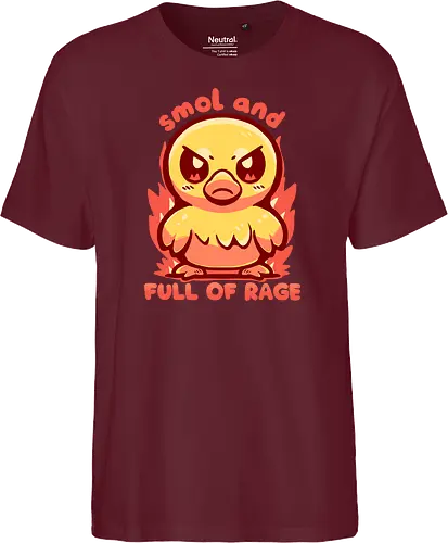 smol and full of rage - small, wild, wütend, Ente, klein, smol, full of rage, rage, rage within, anger, angry duck, duckling, fire, funny, tiny - Fairtrade T-Shirt