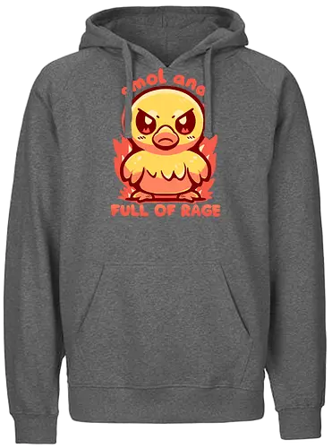 smol and full of rage - small, wild, wütend, Ente, klein, smol, full of rage, rage, rage within, anger, angry duck, duckling, fire, funny, tiny - Fairtrade Hoodie
