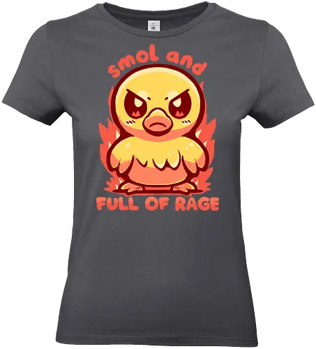 smol and full of rage - small, wild, wütend, Ente, klein, smol, full of rage, rage, rage within, anger, angry duck, duckling, fire, funny, tiny - Standard T-Shirt (Frauen)