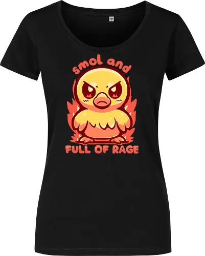smol and full of rage - small, wild, wütend, Ente, klein, smol, full of rage, rage, rage within, anger, angry duck, duckling, fire, funny, tiny - Damen T-Shirt