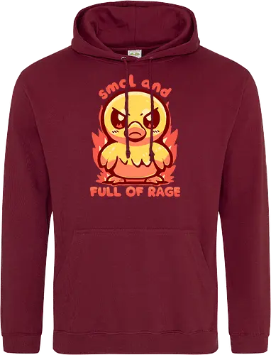 smol and full of rage - small, wild, wütend, Ente, klein, smol, full of rage, rage, rage within, anger, angry duck, duckling, fire, funny, tiny - Standard Hoodie