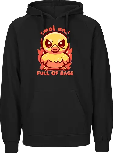 smol and full of rage - small, wild, wütend, Ente, klein, smol, full of rage, rage, rage within, anger, angry duck, duckling, fire, funny, tiny - Fairtrade Hoodie