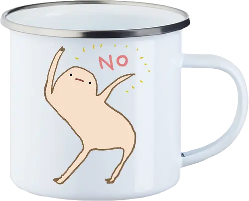 Beige Blob Kreatur Tanzt Dramatische Pose Wort NO - beige Blob Kreatur, gallertartige Meme Figur, unbeholfen tanzender Blob, neutrale komische Mimik, minimalistischer Humor Kunst, rotes zitterndes NO Wort, gelbe komische Funken, absurder Humor Druck, Internet Meme Kultur Shirt, Gen Z Humor Kunst, süßer minimalistischer Blob, ungefilterter Humor Druck, Introvertierter Humor Geschenk, surreale minimalistische Kunst, visuelles Meme Kultur - Emailletasse