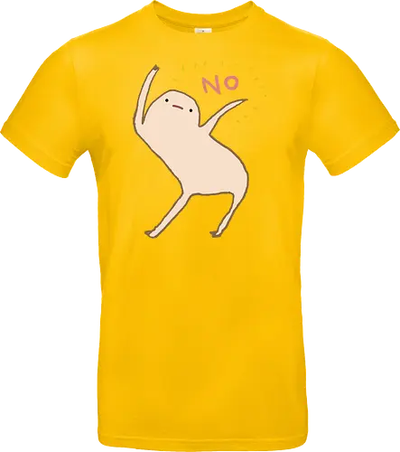 Beige Blob Kreatur Tanzt Dramatische Pose Wort NO - beige Blob Kreatur, gallertartige Meme Figur, unbeholfen tanzender Blob, neutrale komische Mimik, minimalistischer Humor Kunst, rotes zitterndes NO Wort, gelbe komische Funken, absurder Humor Druck, Internet Meme Kultur Shirt, Gen Z Humor Kunst, süßer minimalistischer Blob, ungefilterter Humor Druck, Introvertierter Humor Geschenk, surreale minimalistische Kunst, visuelles Meme Kultur - Standard T-Shirt