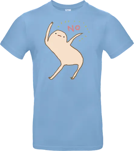 Beige Blob Kreatur Tanzt Dramatische Pose Wort NO - beige Blob Kreatur, gallertartige Meme Figur, unbeholfen tanzender Blob, neutrale komische Mimik, minimalistischer Humor Kunst, rotes zitterndes NO Wort, gelbe komische Funken, absurder Humor Druck, Internet Meme Kultur Shirt, Gen Z Humor Kunst, süßer minimalistischer Blob, ungefilterter Humor Druck, Introvertierter Humor Geschenk, surreale minimalistische Kunst, visuelles Meme Kultur - Standard T-Shirt