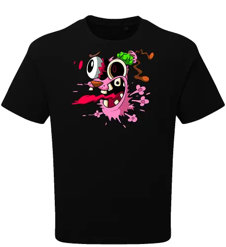 Freaky Pinker Hund Explodierter Kopf - Surreale Horror Cartoon Art - Dark-Cartoon, Popkultur, Retro-Cartoon, Geek-Mode, Courage der feige Hund, Courage the Cowardly Dog, Cartoon Network, John Dilworth, Cartoon-Horror, gruseliger feiger Hund, explodiertes Gesicht, Geek-Kultur, Cartoon Network T-Shirt, Geek-Fashion, 2000er-Animation, surrealer Cartoon, Geek-Geschenk, Horror-Cartoon, Courage rosa Hund, Underground-Kunst - Oversize T-Shirt