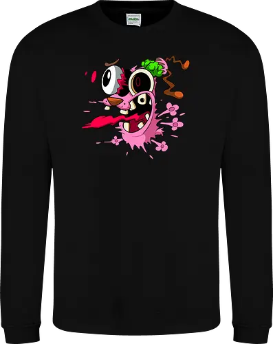 Freaky Pinker Hund Explodierter Kopf - Surreale Horror Cartoon Art - Dark-Cartoon, Popkultur, Retro-Cartoon, Geek-Mode, Courage der feige Hund, Courage the Cowardly Dog, Cartoon Network, John Dilworth, Cartoon-Horror, gruseliger feiger Hund, explodiertes Gesicht, Geek-Kultur, Cartoon Network T-Shirt, Geek-Fashion, 2000er-Animation, surrealer Cartoon, Geek-Geschenk, Horror-Cartoon, Courage rosa Hund, Underground-Kunst - Sweatshirt