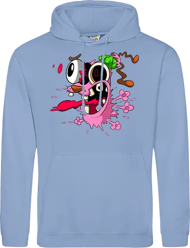 Freaky Pinker Hund Explodierter Kopf - Surreale Horror Cartoon Art - Dark-Cartoon, Popkultur, Retro-Cartoon, Geek-Mode, Courage der feige Hund, Courage the Cowardly Dog, Cartoon Network, John Dilworth, Cartoon-Horror, gruseliger feiger Hund, explodiertes Gesicht, Geek-Kultur, Cartoon Network T-Shirt, Geek-Fashion, 2000er-Animation, surrealer Cartoon, Geek-Geschenk, Horror-Cartoon, Courage rosa Hund, Underground-Kunst - Standard Hoodie