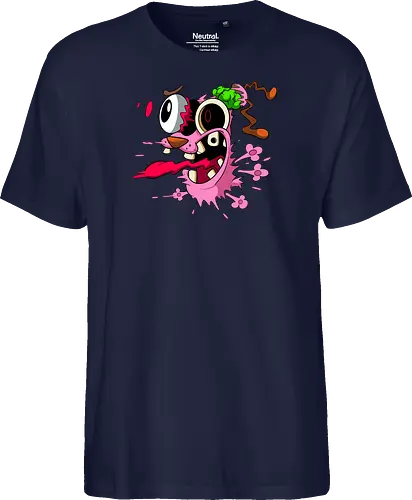 Freaky Pinker Hund Explodierter Kopf - Surreale Horror Cartoon Art - Dark-Cartoon, Popkultur, Retro-Cartoon, Geek-Mode, Courage der feige Hund, Courage the Cowardly Dog, Cartoon Network, John Dilworth, Cartoon-Horror, gruseliger feiger Hund, explodiertes Gesicht, Geek-Kultur, Cartoon Network T-Shirt, Geek-Fashion, 2000er-Animation, surrealer Cartoon, Geek-Geschenk, Horror-Cartoon, Courage rosa Hund, Underground-Kunst - Fairtrade T-Shirt