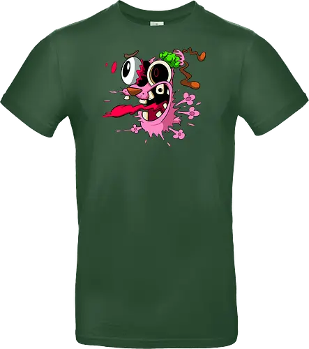 Freaky Pinker Hund Explodierter Kopf - Surreale Horror Cartoon Art - Dark-Cartoon, Popkultur, Retro-Cartoon, Geek-Mode, Courage der feige Hund, Courage the Cowardly Dog, Cartoon Network, John Dilworth, Cartoon-Horror, gruseliger feiger Hund, explodiertes Gesicht, Geek-Kultur, Cartoon Network T-Shirt, Geek-Fashion, 2000er-Animation, surrealer Cartoon, Geek-Geschenk, Horror-Cartoon, Courage rosa Hund, Underground-Kunst - Standard T-Shirt