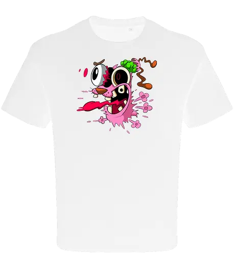 Freaky Pinker Hund Explodierter Kopf - Surreale Horror Cartoon Art - Dark-Cartoon, Popkultur, Retro-Cartoon, Geek-Mode, Courage der feige Hund, Courage the Cowardly Dog, Cartoon Network, John Dilworth, Cartoon-Horror, gruseliger feiger Hund, explodiertes Gesicht, Geek-Kultur, Cartoon Network T-Shirt, Geek-Fashion, 2000er-Animation, surrealer Cartoon, Geek-Geschenk, Horror-Cartoon, Courage rosa Hund, Underground-Kunst - Oversize T-Shirt