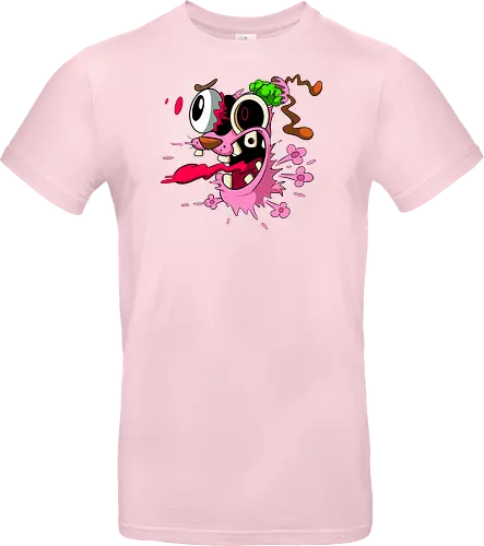 Freaky Pinker Hund Explodierter Kopf - Surreale Horror Cartoon Art - Dark-Cartoon, Popkultur, Retro-Cartoon, Geek-Mode, Courage der feige Hund, Courage the Cowardly Dog, Cartoon Network, John Dilworth, Cartoon-Horror, gruseliger feiger Hund, explodiertes Gesicht, Geek-Kultur, Cartoon Network T-Shirt, Geek-Fashion, 2000er-Animation, surrealer Cartoon, Geek-Geschenk, Horror-Cartoon, Courage rosa Hund, Underground-Kunst - Standard T-Shirt