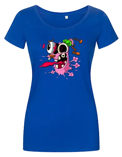 Freaky Pinker Hund Explodierter Kopf - Surreale Horror Cartoon Art - Dark-Cartoon, Popkultur, Retro-Cartoon, Geek-Mode, Courage der feige Hund, Courage the Cowardly Dog, Cartoon Network, John Dilworth, Cartoon-Horror, gruseliger feiger Hund, explodiertes Gesicht, Geek-Kultur, Cartoon Network T-Shirt, Geek-Fashion, 2000er-Animation, surrealer Cartoon, Geek-Geschenk, Horror-Cartoon, Courage rosa Hund, Underground-Kunst - Damen T-Shirt