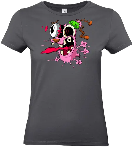 Freaky Pinker Hund Explodierter Kopf - Surreale Horror Cartoon Art - Dark-Cartoon, Popkultur, Retro-Cartoon, Geek-Mode, Courage der feige Hund, Courage the Cowardly Dog, Cartoon Network, John Dilworth, Cartoon-Horror, gruseliger feiger Hund, explodiertes Gesicht, Geek-Kultur, Cartoon Network T-Shirt, Geek-Fashion, 2000er-Animation, surrealer Cartoon, Geek-Geschenk, Horror-Cartoon, Courage rosa Hund, Underground-Kunst - Standard T-Shirt (Frauen)