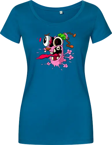 Freaky Pinker Hund Explodierter Kopf - Surreale Horror Cartoon Art - Dark-Cartoon, Popkultur, Retro-Cartoon, Geek-Mode, Courage der feige Hund, Courage the Cowardly Dog, Cartoon Network, John Dilworth, Cartoon-Horror, gruseliger feiger Hund, explodiertes Gesicht, Geek-Kultur, Cartoon Network T-Shirt, Geek-Fashion, 2000er-Animation, surrealer Cartoon, Geek-Geschenk, Horror-Cartoon, Courage rosa Hund, Underground-Kunst - Damen T-Shirt