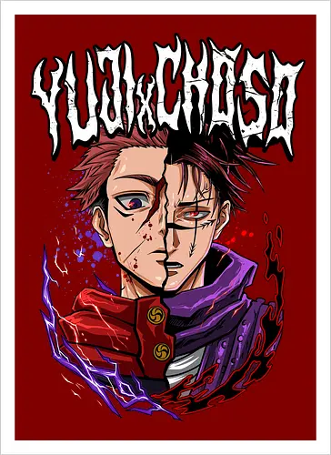 Yuji vs Choso Brothers of Chaos JJK - Choso, Jujutsu, rivalry art, brothers clash, Yuji Itadori, weeb gift, dynamic duo, anime graphic tee - Kunstdruck