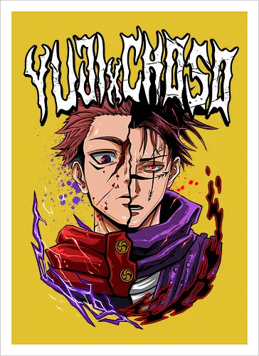 Yuji vs Choso Brothers of Chaos JJK - Choso, Jujutsu, rivalry art, brothers clash, Yuji Itadori, weeb gift, dynamic duo, anime graphic tee - Kunstdruck