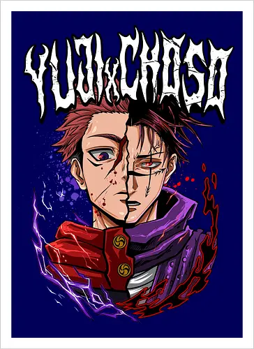 Yuji vs Choso Brothers of Chaos JJK - Choso, Jujutsu, rivalry art, brothers clash, Yuji Itadori, weeb gift, dynamic duo, anime graphic tee - Kunstdruck