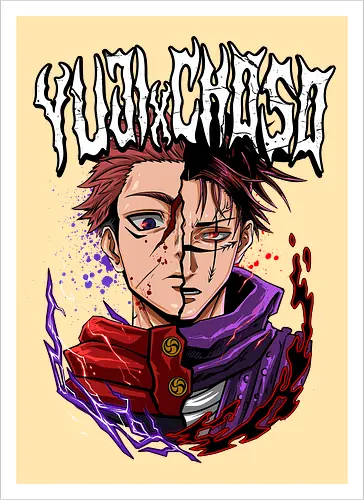 Yuji vs Choso Brothers of Chaos JJK - Choso, Jujutsu, rivalry art, brothers clash, Yuji Itadori, weeb gift, dynamic duo, anime graphic tee - Kunstdruck