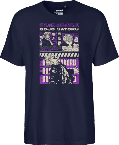 Gojo Satoru Infinite Power JJK - strongest sorcerer, DTG print, purple manga, anime fan gift, six eyes, Gojo Satoru, Jujutsu, JJK apparel - Fairtrade T-Shirt