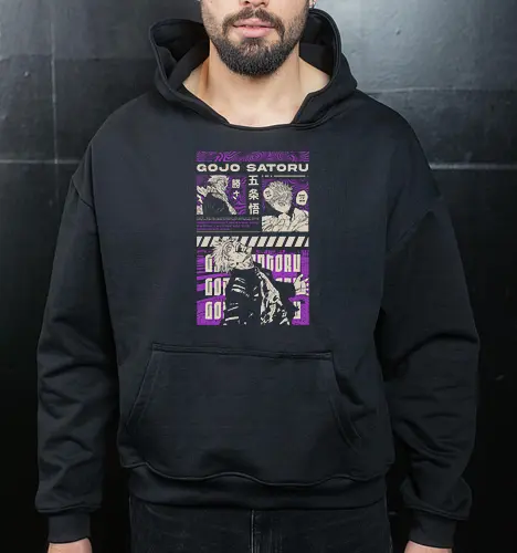 Gojo Satoru Infinite Power JJK - strongest sorcerer, DTG print, purple manga, anime fan gift, six eyes, Gojo Satoru, Jujutsu, JJK apparel - Cropped Hoodie