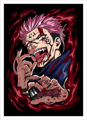 Sukuna King of Curses Savage Energy JJK - Sukuna, Ryomen Sukuna, Jujutsu, king of curses, villain energy, dark anime tee, otaku birthday, cursed spirit - Kunstdruck