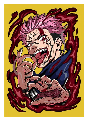 Sukuna King of Curses Savage Energy JJK - Sukuna, Ryomen Sukuna, Jujutsu, king of curses, villain energy, dark anime tee, otaku birthday, cursed spirit - Kunstdruck