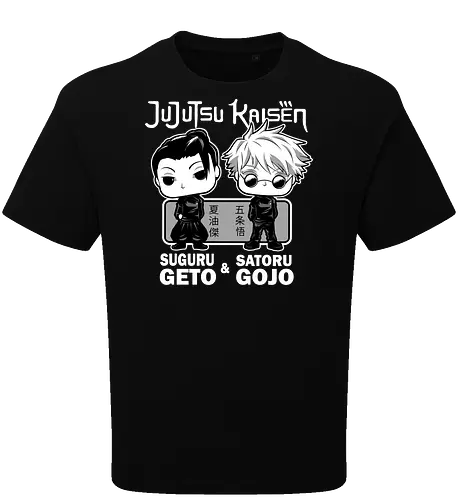 Gojo and Geto Best Friends JJK - cute JJK tee, Gojo Satoru, Suguru Geto, Jujutsu, Funko style, chibi anime, best friends, weeb gift - Oversize T-Shirt