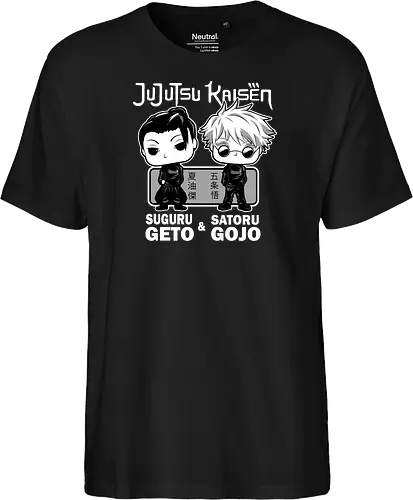 Gojo and Geto Best Friends JJK - cute JJK tee, Gojo Satoru, Suguru Geto, Jujutsu, Funko style, chibi anime, best friends, weeb gift - Fairtrade T-Shirt