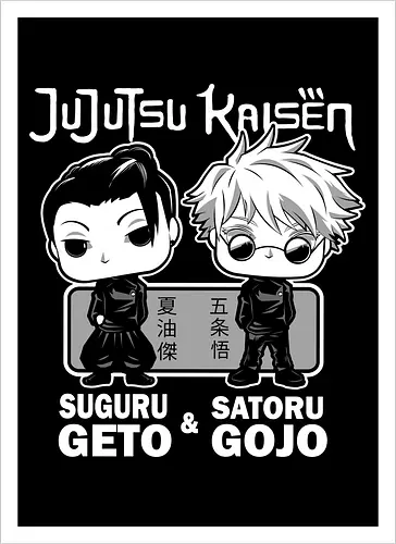 Gojo and Geto Best Friends JJK - cute JJK tee, Gojo Satoru, Suguru Geto, Jujutsu, Funko style, chibi anime, best friends, weeb gift - Kunstdruck