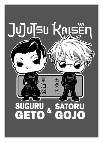 Gojo and Geto Best Friends JJK - cute JJK tee, Gojo Satoru, Suguru Geto, Jujutsu, Funko style, chibi anime, best friends, weeb gift - Kunstdruck